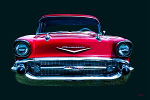 Red 57 Chevy on up close